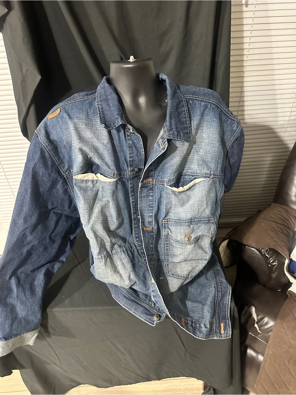Men's Two-Tone Denim Jacket - Blue-Akademics size XXXL-#629